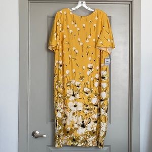 Kasper Women’s Dress w/ Zipper Daffodil Flowers Size 20W New